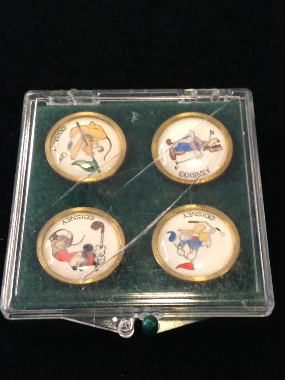 VTG 2000 Walt Disney World Brass Golf Ball Markers Retro Mickey Set in Orig box